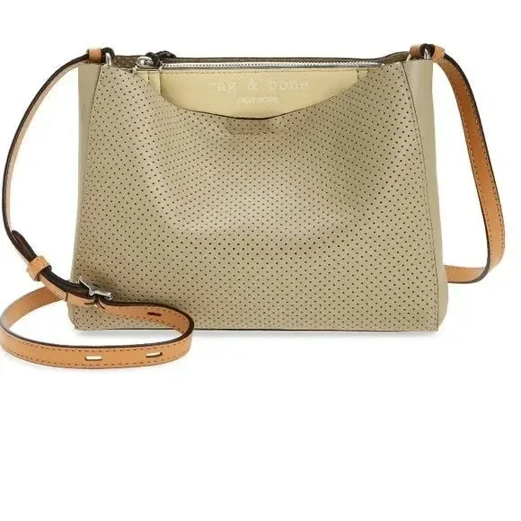 Rag & Bone Light Sand Perforated Passenger Crossbody Leather Bag